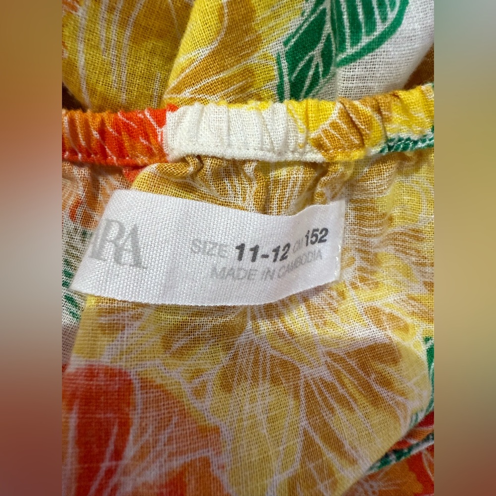 Zara Orange Floral Ruffled Linen Blend Sundress 11-12Y - Picture 11 of 13